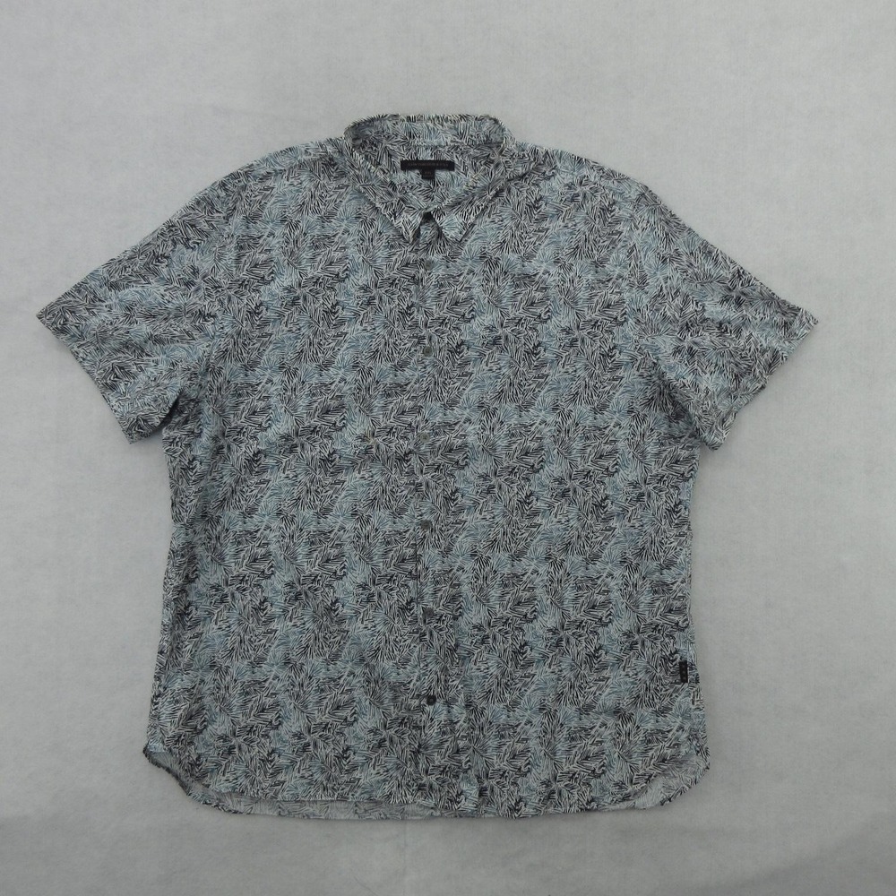 John Varvatos USA Shirt Mens 2XL Blue Abstract Print Cotton Short Sleeve Casual